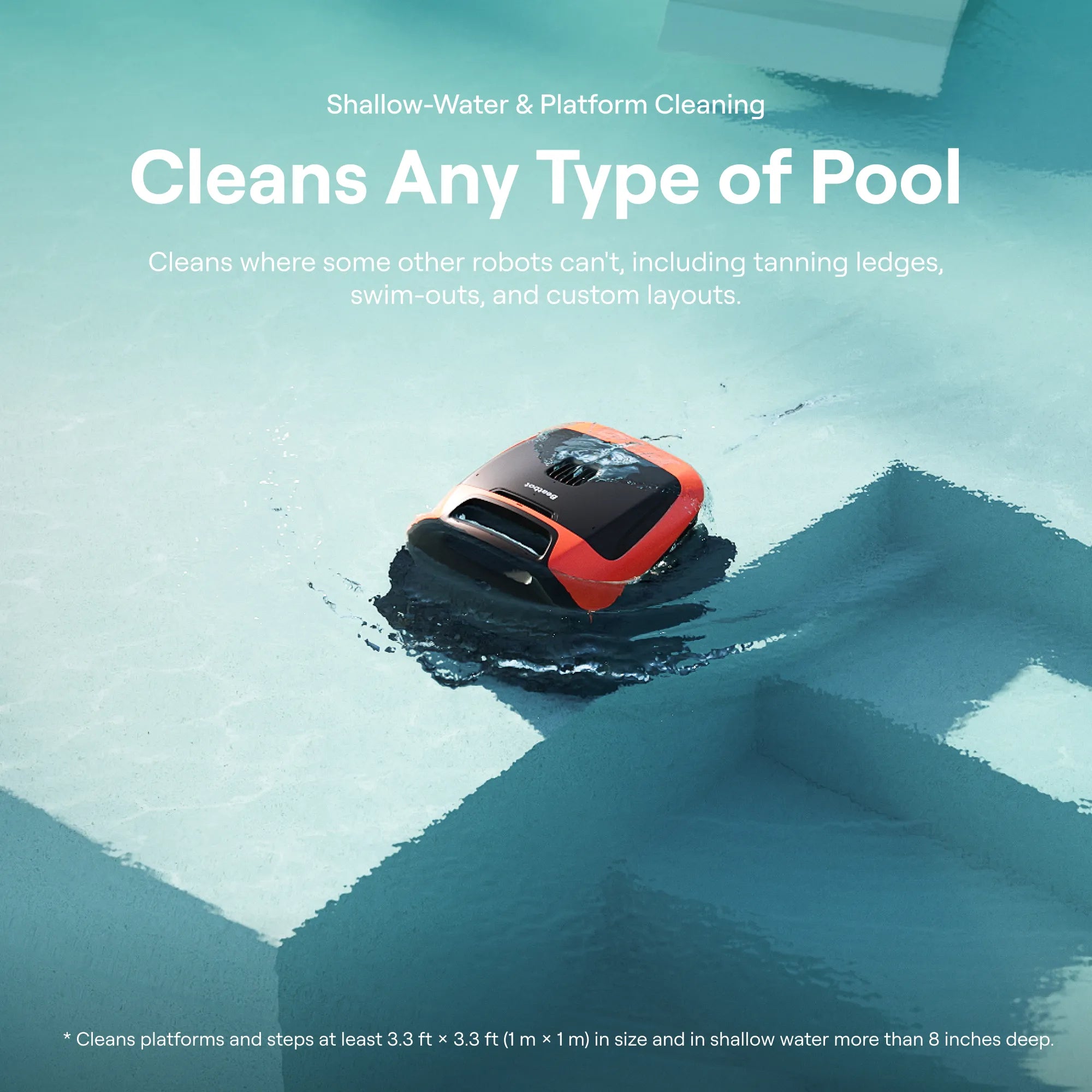 Beatbot Sora 30 Pool Vacuum Robot with Smart Surface Parking, Shallow-Area Cleaning, 6800GPH Suction Power, 5L Capacity for Pools Up to 3229 sq. ft, Tangerine