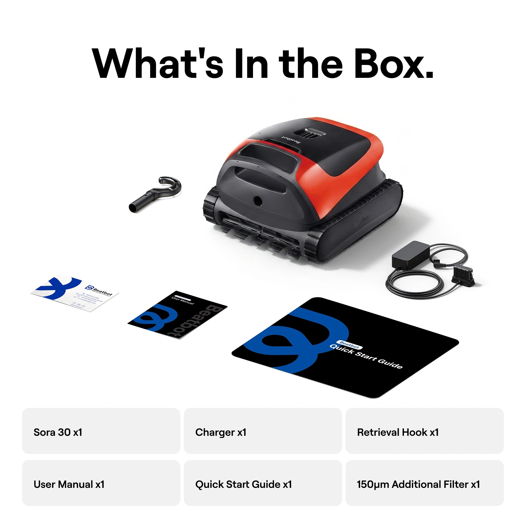 Beatbot Sora 30 Pool Vacuum Robot with Smart Surface Parking, Shallow-Area Cleaning, 6800GPH Suction Power, 5L Capacity for Pools Up to 3229 sq. ft, Tangerine