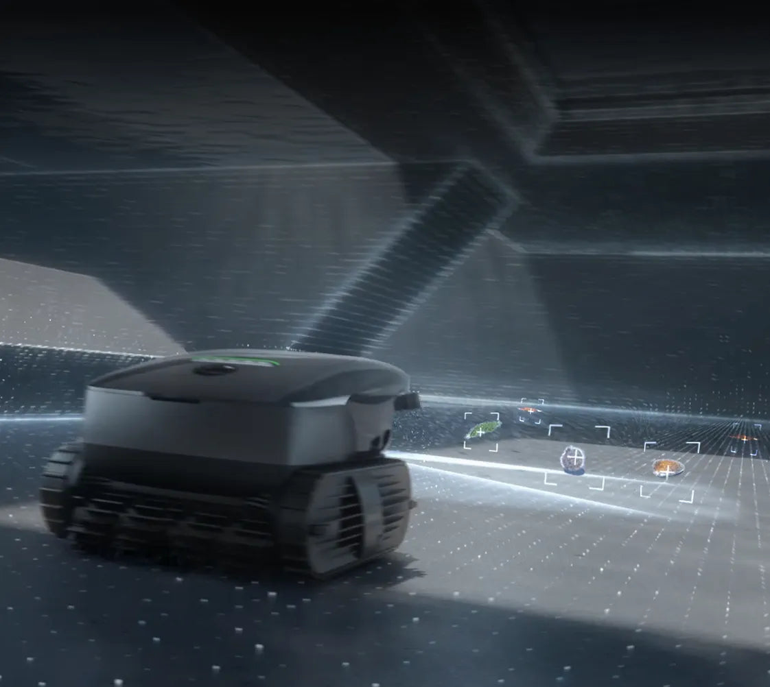 Beatbot AquaSense X with HybridSense AI Vision for smart pool scanning and cleaning.